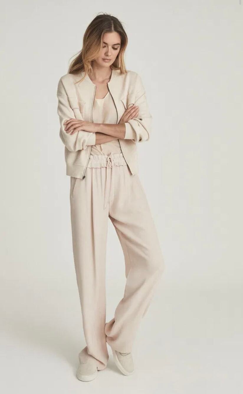 $265 Reiss Beige Track Pants Minimalist Quiet Luxury Designer Neutral Size 8